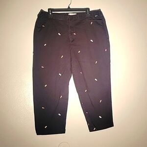 Christopher & Banks Black Capris sprinkled with Small Shoes, Size: 16W